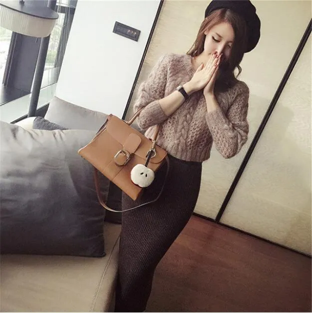 2 pcs set Female Knitted fallessential sweatshirt.