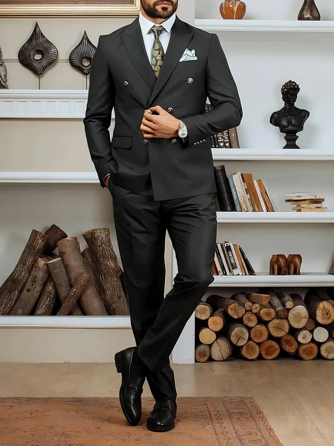 2 Piece Double Breasted Suit Men Slim Fit Wedding Suit for Men Prom Suits Formal Tuxedo