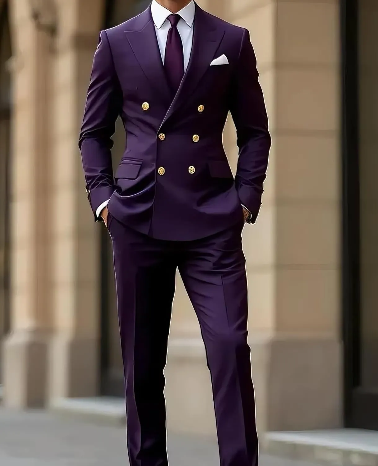 2 Piece Double Breasted Suit Men Slim Fit Wedding Suit for Men Prom Suits Formal Tuxedo