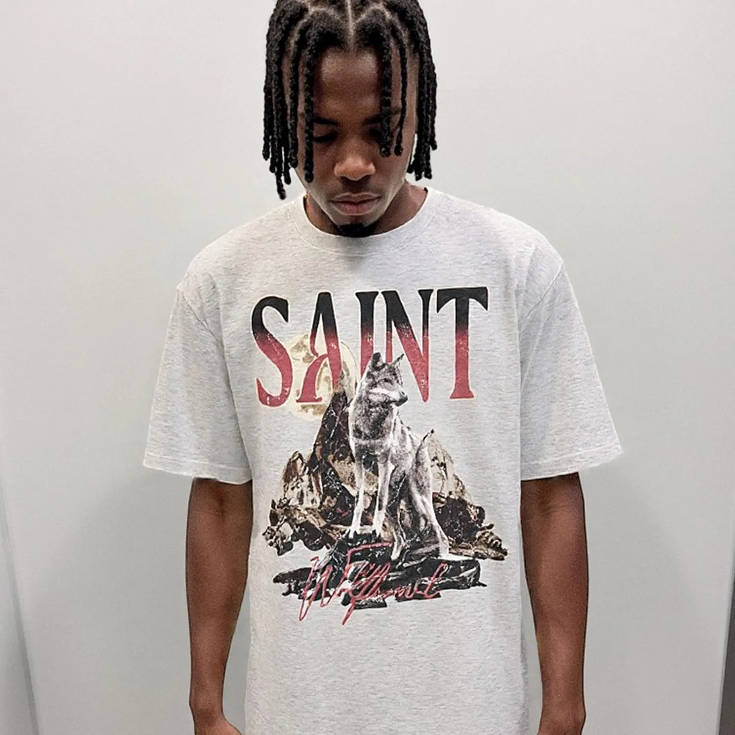 Arnodefrance Unisex Vintage Wolves Graphic Tshirt Saint Printing Streetwear Tshirts Rapper Tee Shirt Short Sleeve Shirt