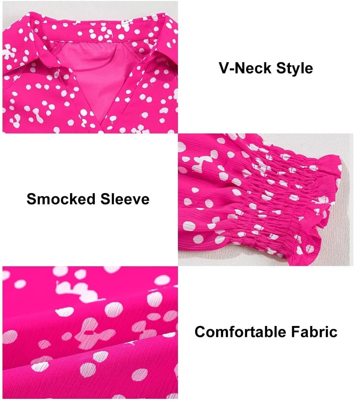Astylish Women's Trendy Polka Dot Alicia Floral Blouses Long Sleeve Shirts Chiffon V Neck Bohemian Collared Tops