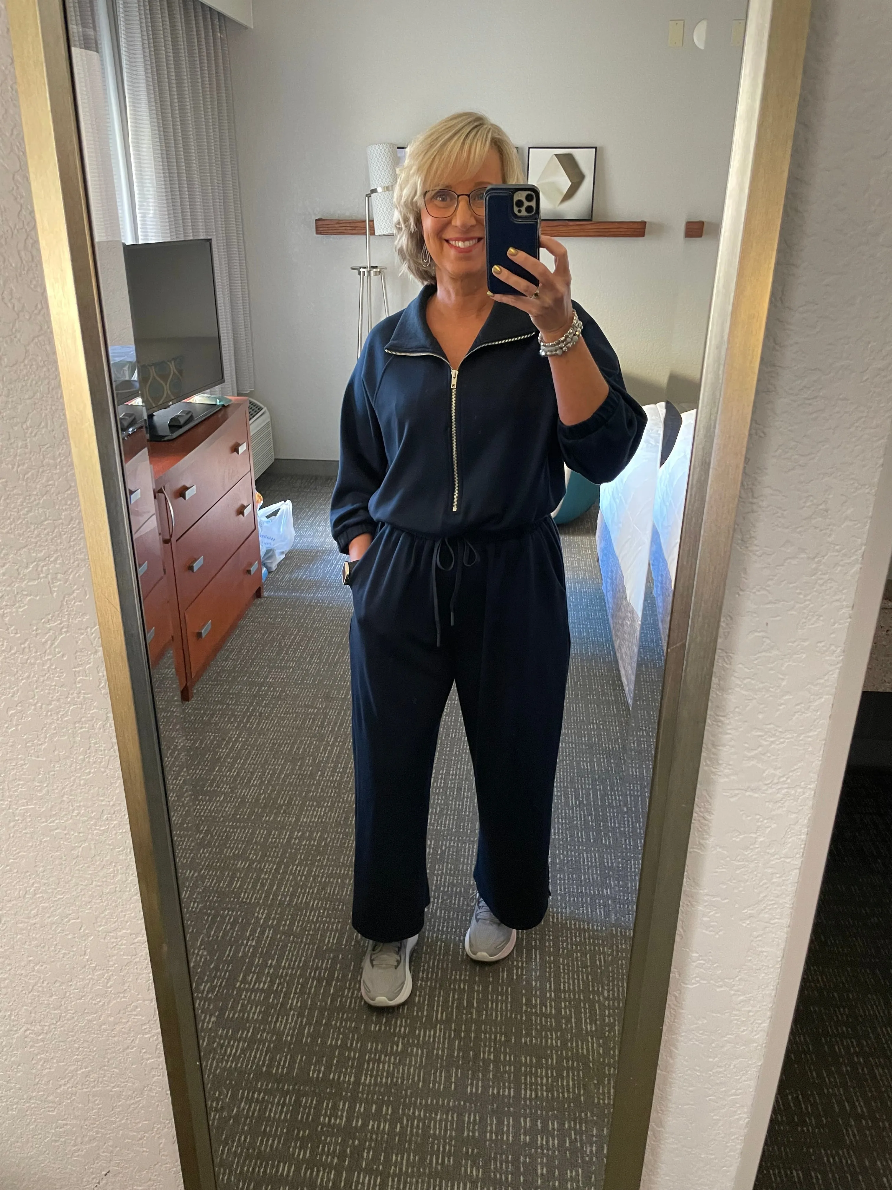 Be Legendary Navy Luxeknit Wide Leg Jumpsuit