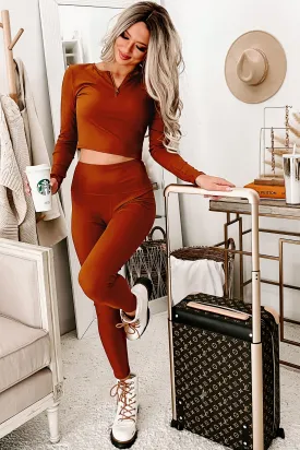 Beauty In Comfort Ribbed Two Piece Set (Coffee)