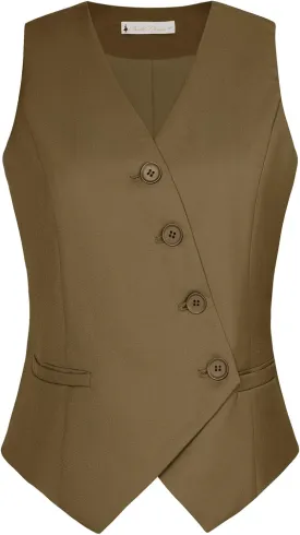 Belle Poque Waistcoat Vest for Women Suit Vest Tops Asymmetrical Hem Tuxedo Vest Sleeveless Blazers Jackets