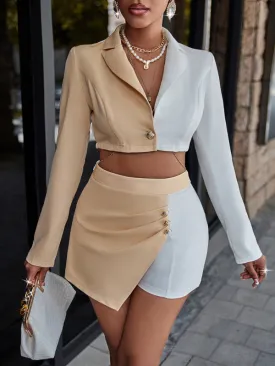 Blue Zone Planet |  Ella's Contrast Color Short Suit with Suit Collar