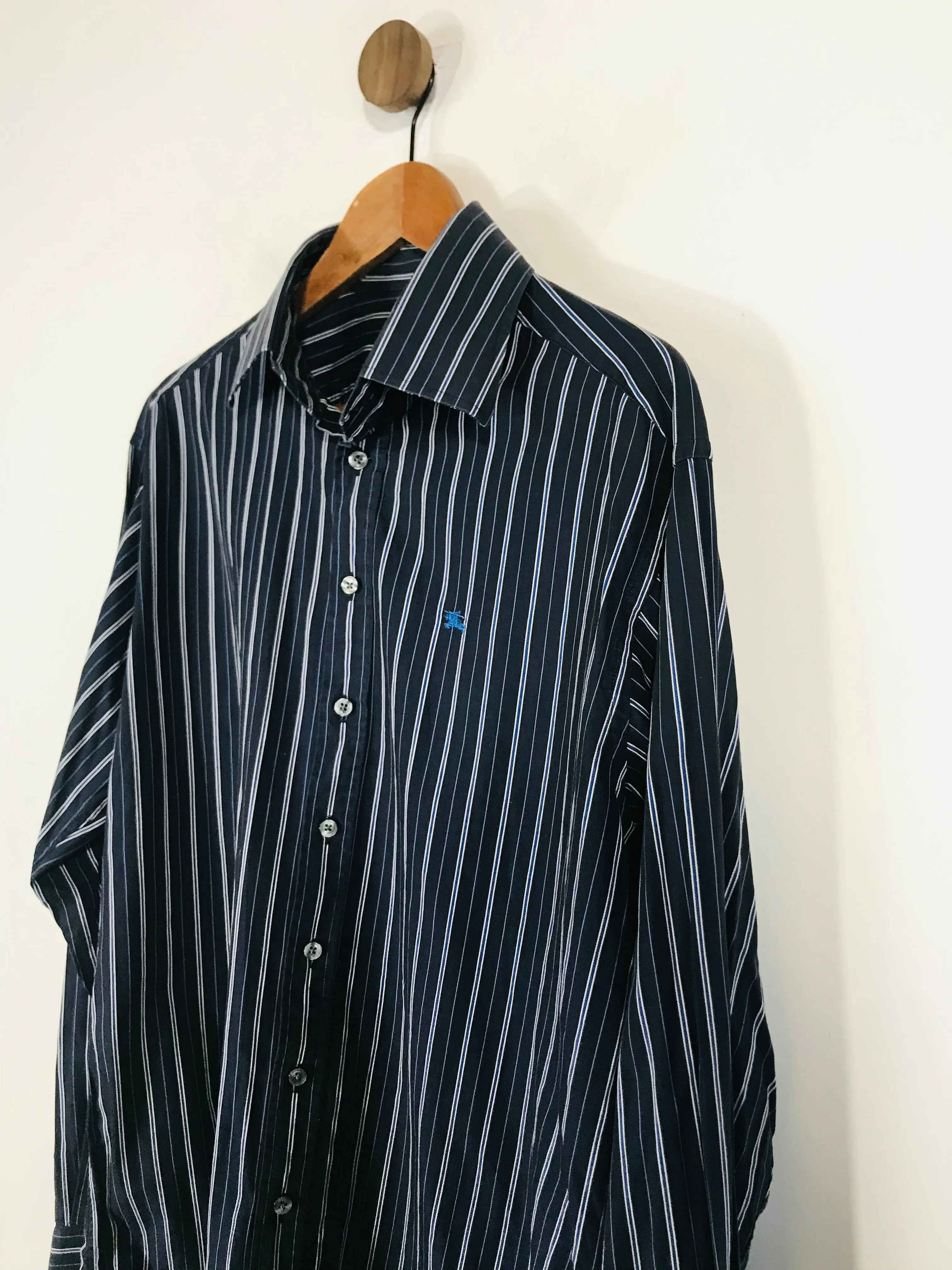 Burberry Men's Cotton Striped Button-Up Shirt | 42 | Blue