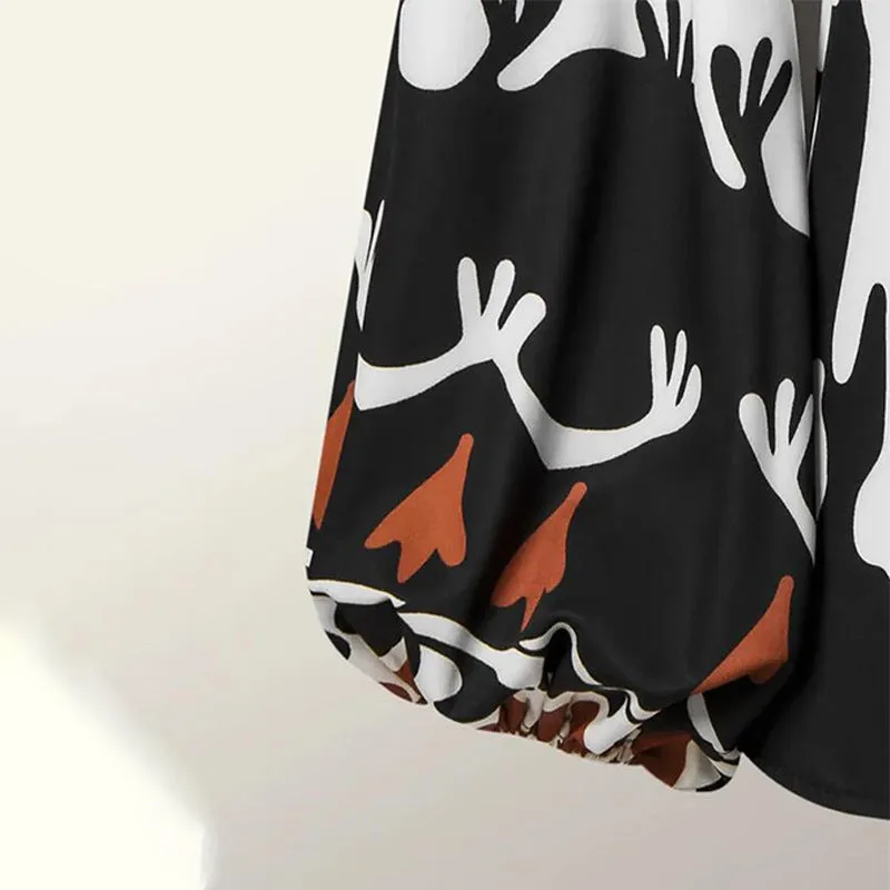 Color Contrast Printed Casual two piece suit