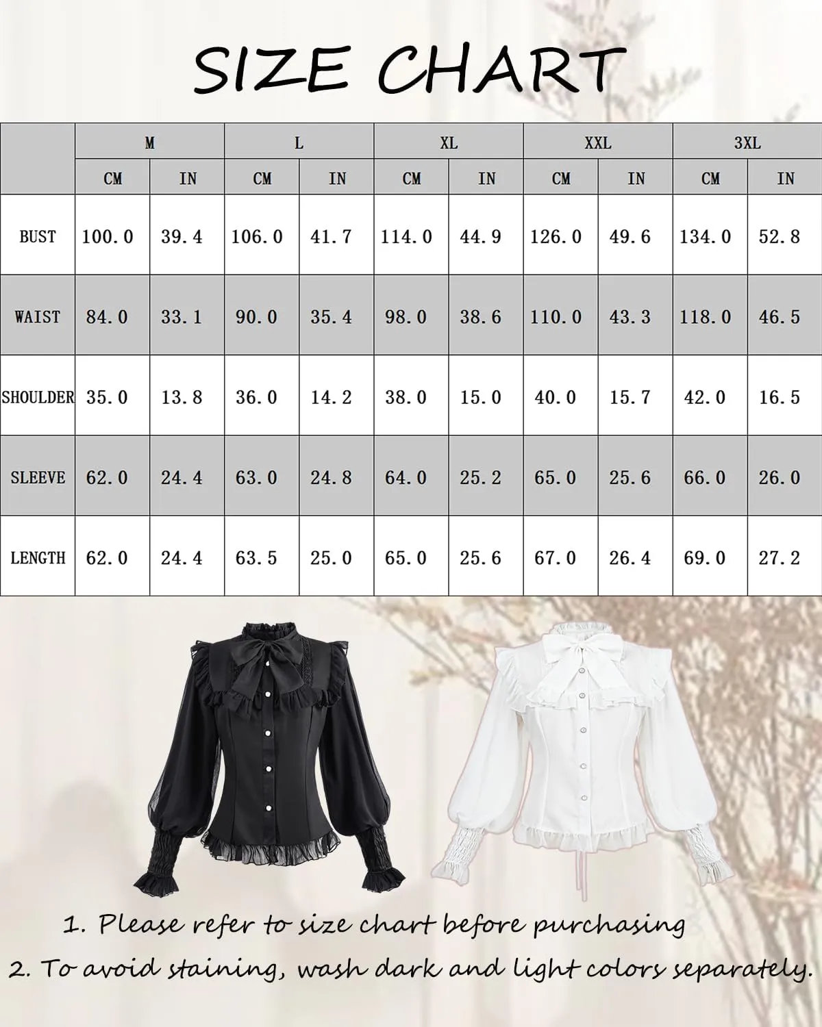 CR ROLECOS Women Victorian Blouse High Collar Lace Ruffled Shirt Tops