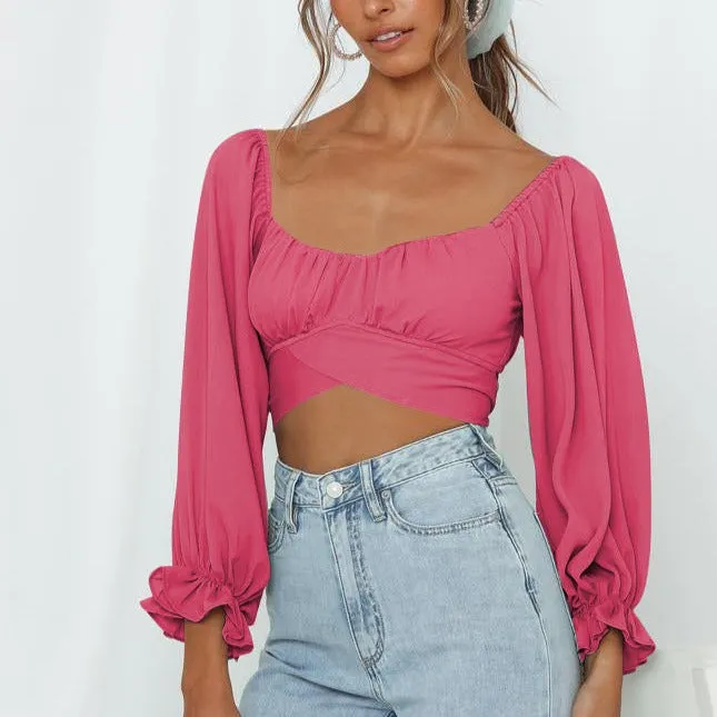 Cute Off Shoulder Long Sleeve Blouse