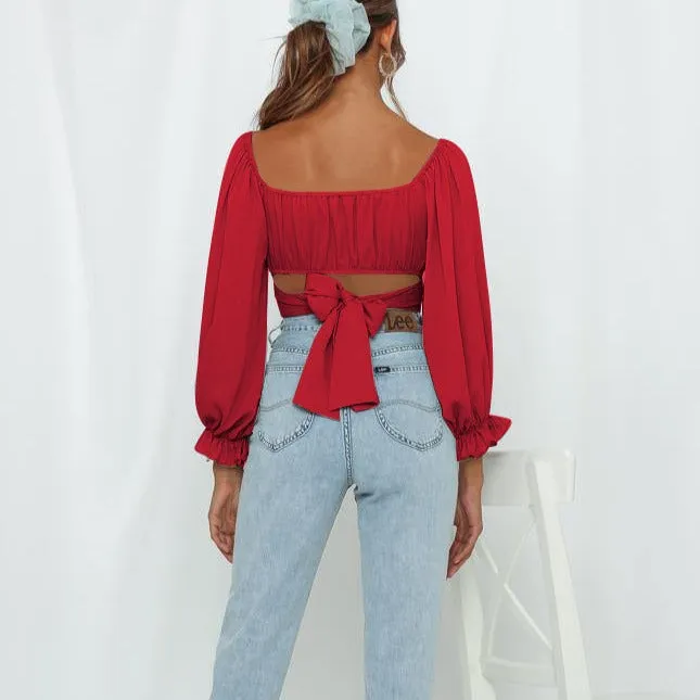 Cute Off Shoulder Long Sleeve Blouse
