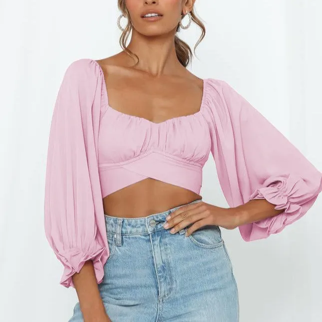 Cute Off Shoulder Long Sleeve Blouse