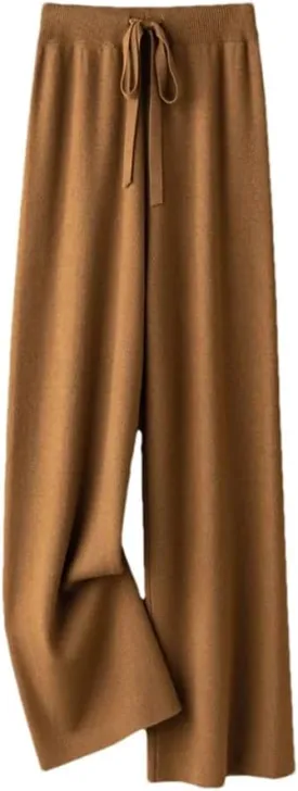 DBFBDTU Women Knit Thick Loose Pants Solid Wide Leg Soft Trousers Business Casual Warm Pants