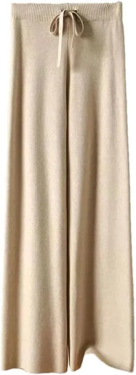 DBFBDTU Women Knit Thick Loose Pants Solid Wide Leg Soft Trousers Business Casual Warm Pants