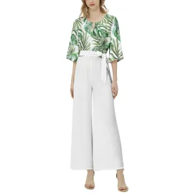 Dolman Sleeve Belted Wide Leg Jumpsuit