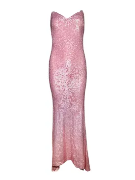 Donna Karan 2000's Pink Sequin Strapless Gown, NWT