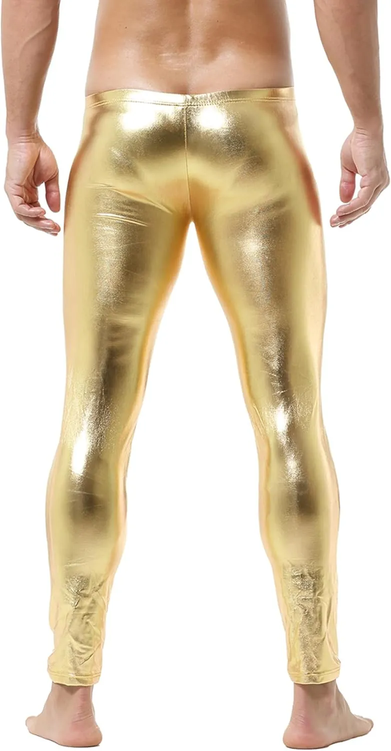 DTODWW Men's Faux Leather Activewear Leggings Slim Fit Tight Pants Long PU Pants Clubwear