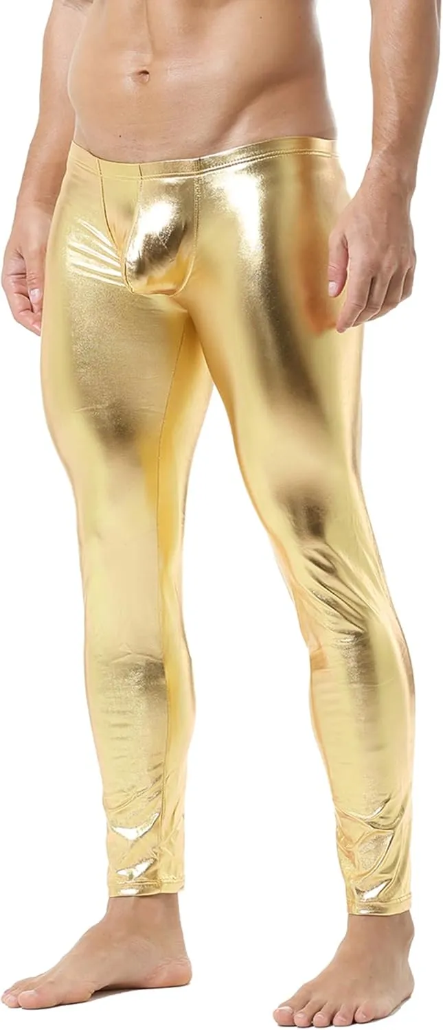 DTODWW Men's Faux Leather Activewear Leggings Slim Fit Tight Pants Long PU Pants Clubwear