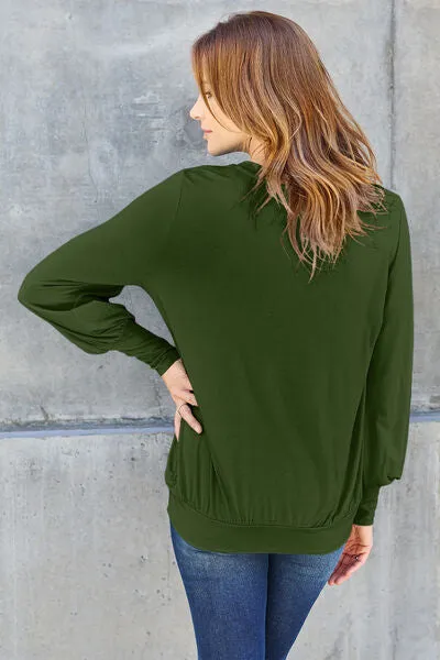 Effortless Elegance: Embrace Style in our Kimber Blouse,  Full Size V-Neck Lantern Sleeve