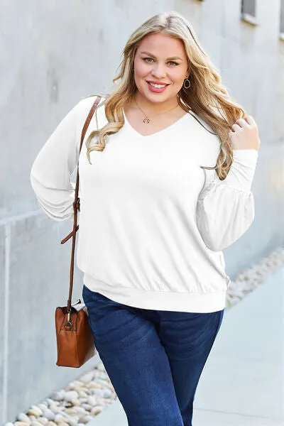 Effortless Elegance: Embrace Style in our Kimber Blouse,  Full Size V-Neck Lantern Sleeve