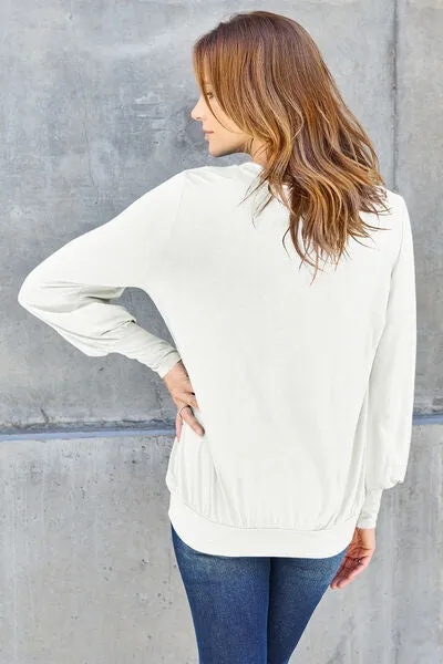 Effortless Elegance: Embrace Style in our Kimber Blouse,  Full Size V-Neck Lantern Sleeve