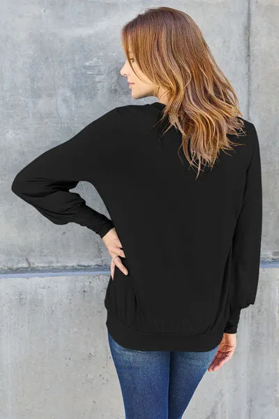 Effortless Elegance: Embrace Style in our Kimber Blouse,  Full Size V-Neck Lantern Sleeve