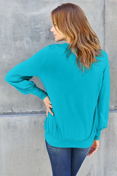 Effortless Elegance: Embrace Style in our Kimber Blouse,  Full Size V-Neck Lantern Sleeve