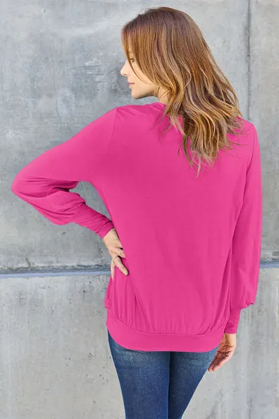 Effortless Elegance: Embrace Style in our Kimber Blouse,  Full Size V-Neck Lantern Sleeve