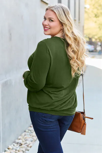 Effortless Elegance: Embrace Style in our Kimber Blouse,  Full Size V-Neck Lantern Sleeve