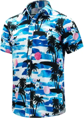 ENVMENST Hawaiian Shirt for Men Short Sleeve Beach Printed Summer Button Down Aloha Shirt(S-3XL)
