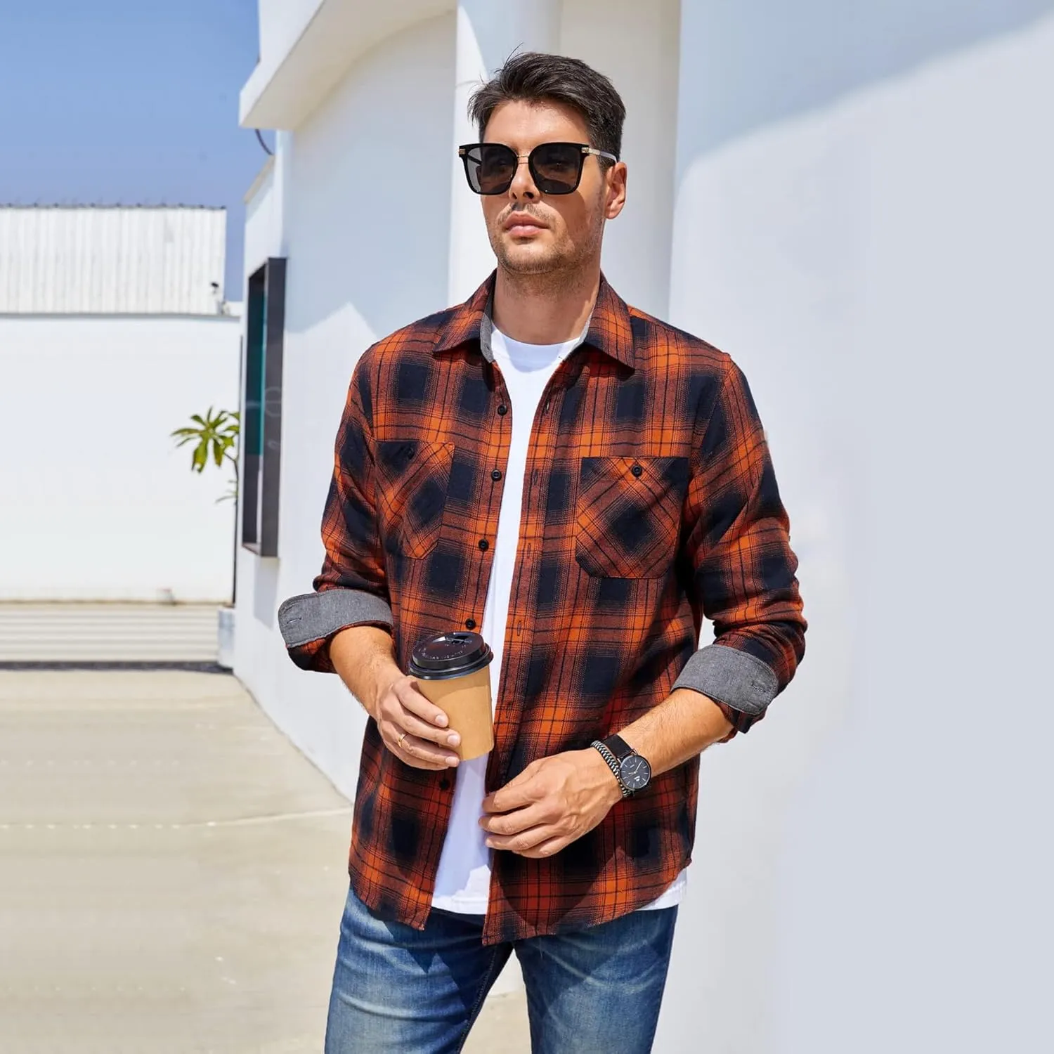 Flannel Shirt for Men Button Down Regular Fit Mens Flannel Shirt Long Sleeve Casual Plaid Flannel Shirt
