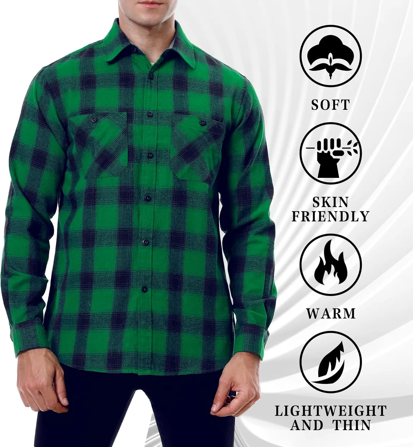 Flannel Shirt for Men Button Down Regular Fit Mens Flannel Shirt Long Sleeve Casual Plaid Flannel Shirt