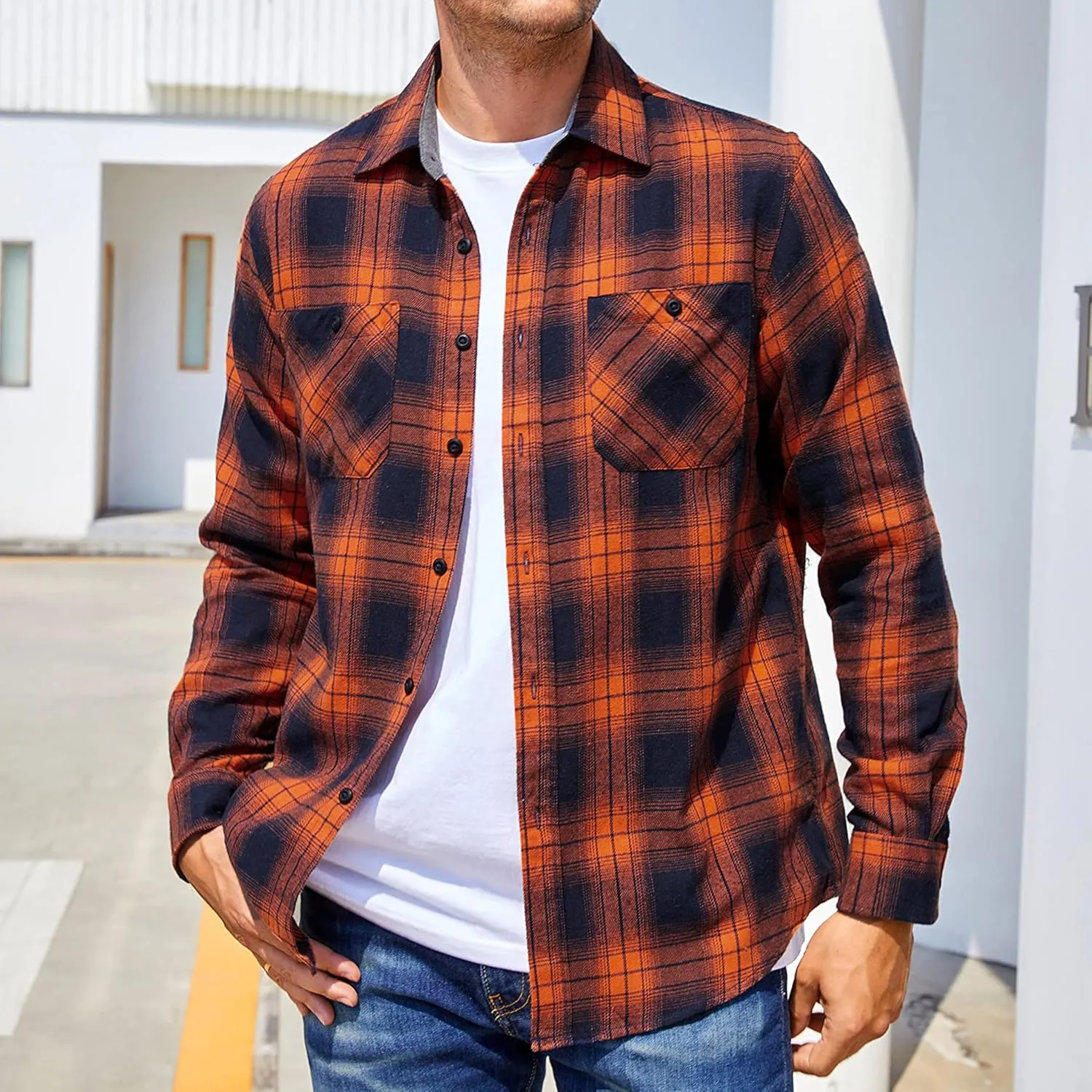 Flannel Shirt for Men Button Down Regular Fit Mens Flannel Shirt Long Sleeve Casual Plaid Flannel Shirt
