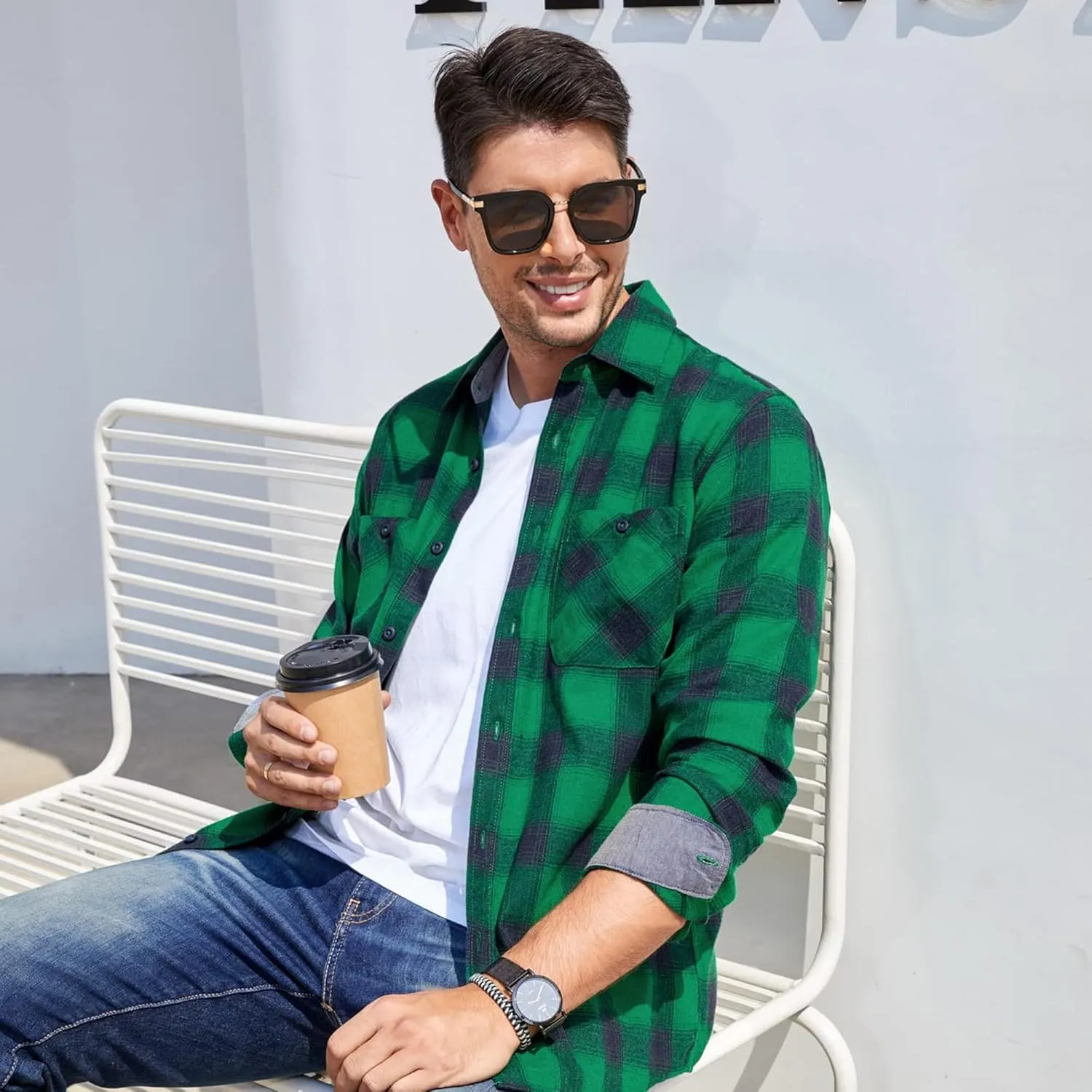 Flannel Shirt for Men Button Down Regular Fit Mens Flannel Shirt Long Sleeve Casual Plaid Flannel Shirt