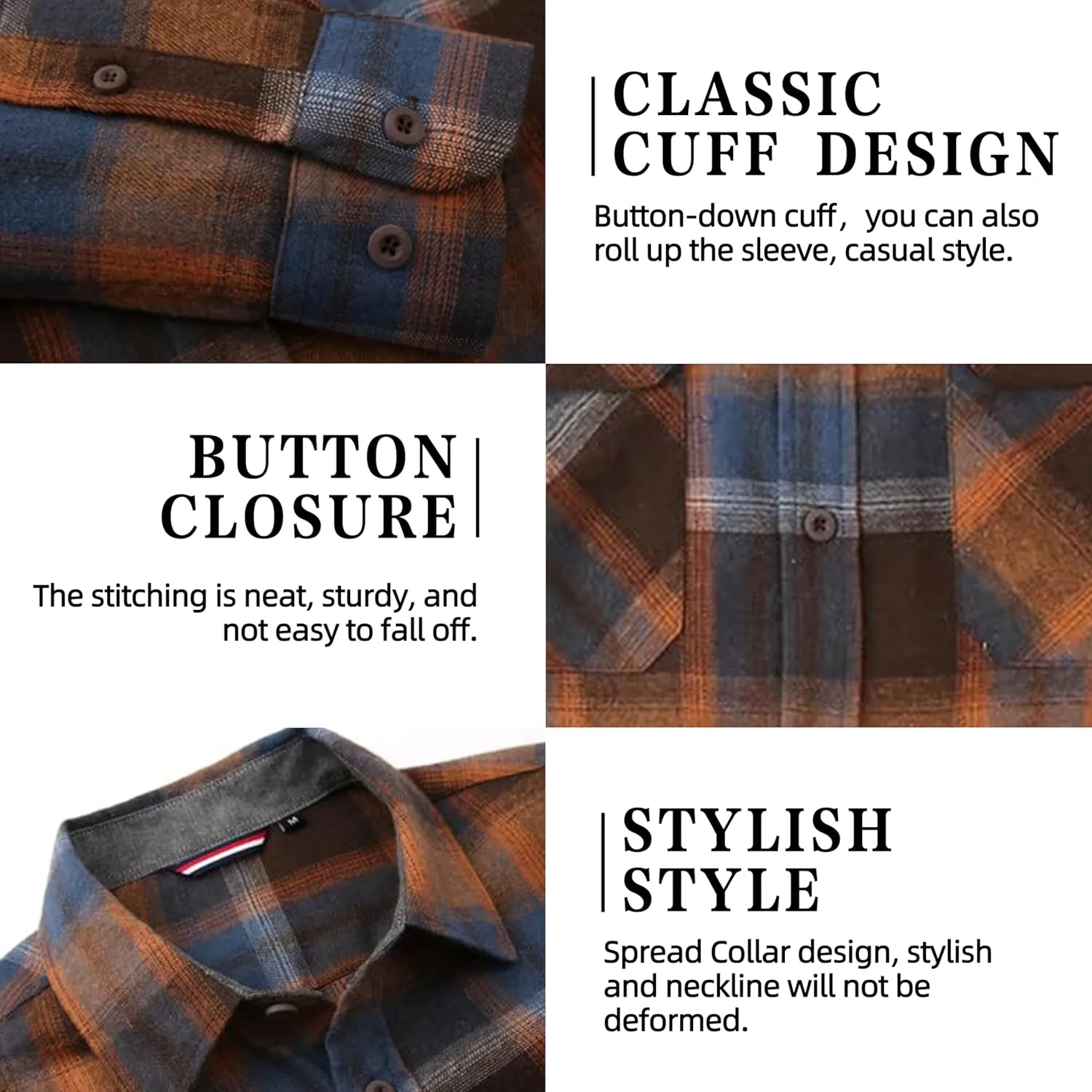 Flannel Shirt for Men Button Down Regular Fit Mens Flannel Shirt Long Sleeve Casual Plaid Flannel Shirt