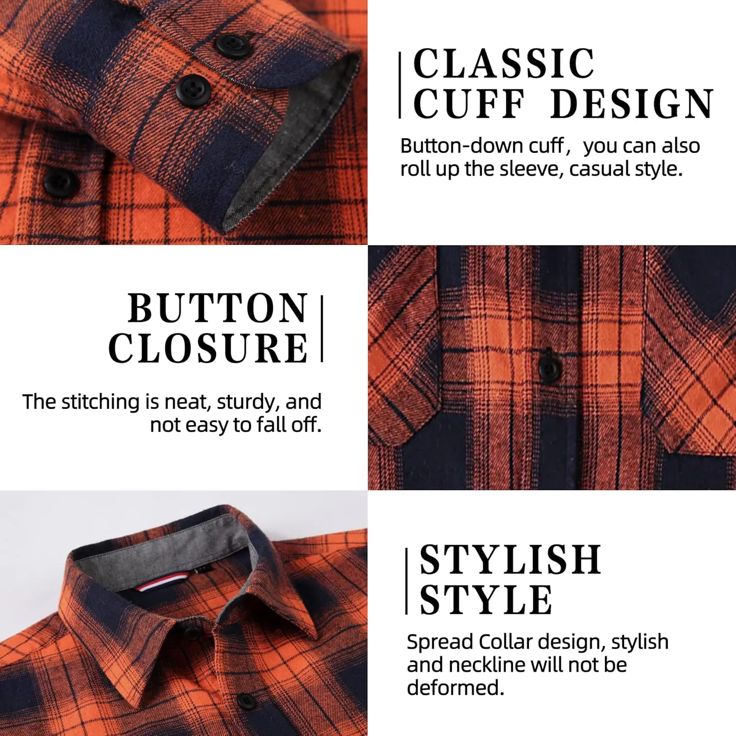 Flannel Shirt for Men Button Down Regular Fit Mens Flannel Shirt Long Sleeve Casual Plaid Flannel Shirt