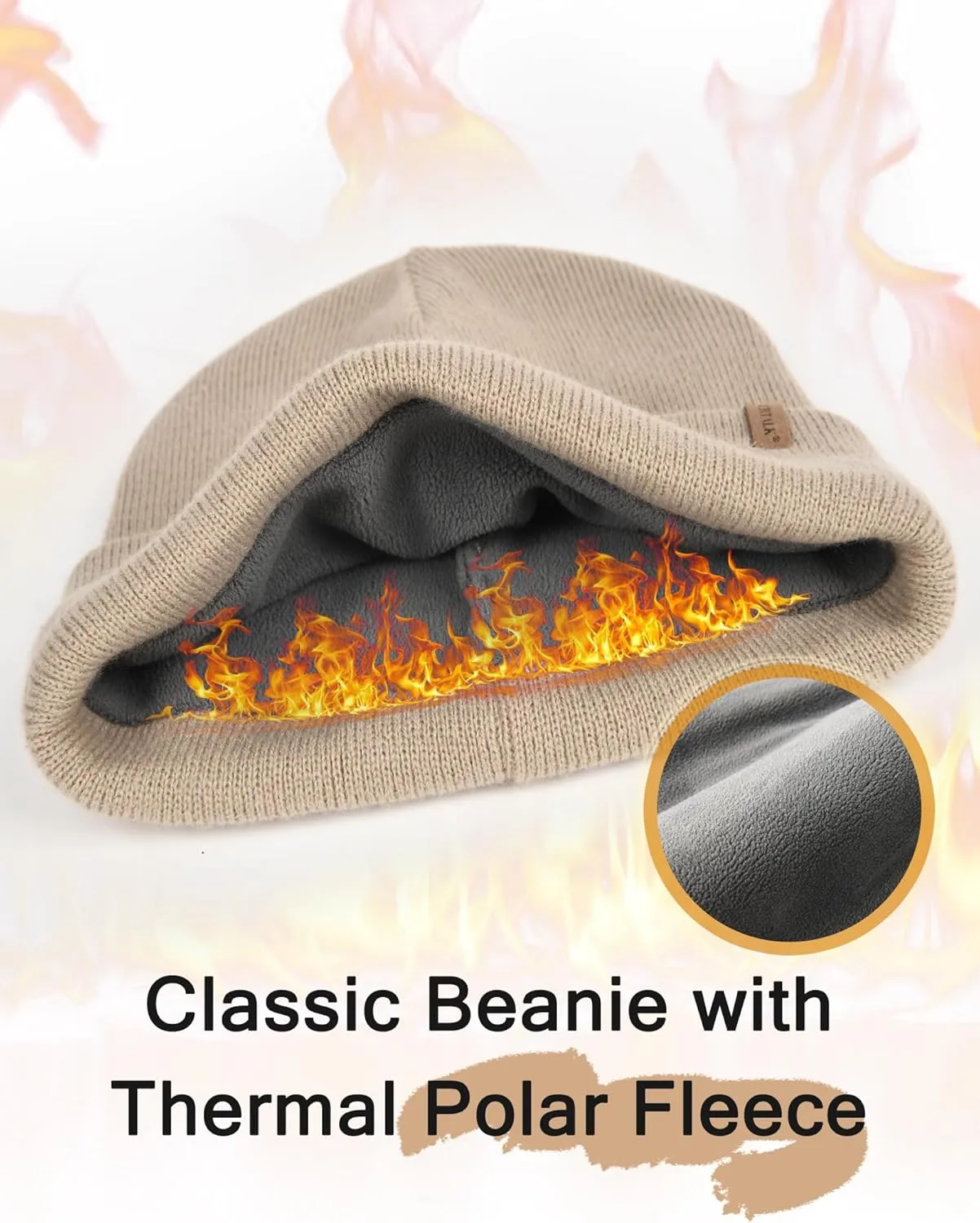 FURTALK Mens Beanie Fleece Lined Winter Hats Double Layered Stylish Knited Cuffed Plain Hat