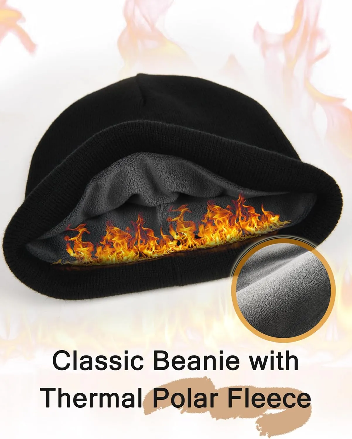 FURTALK Mens Beanie Fleece Lined Winter Hats Double Layered Stylish Knited Cuffed Plain Hat