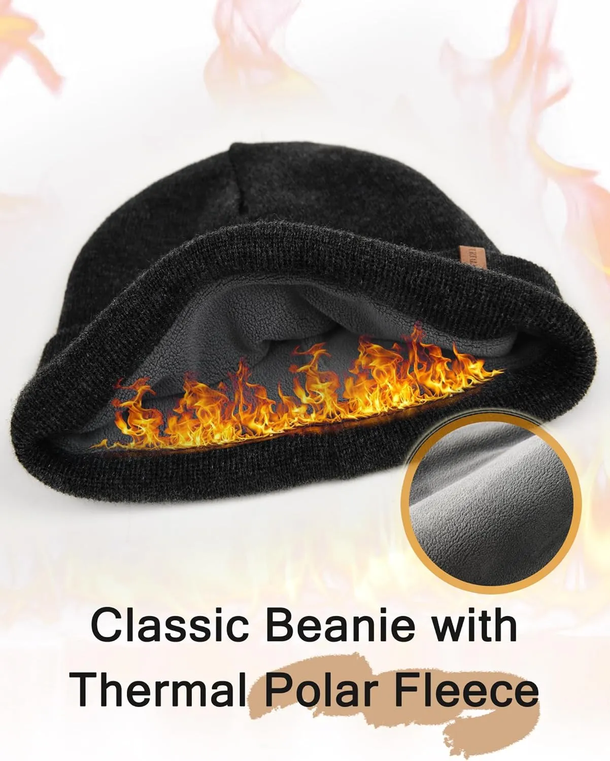 FURTALK Mens Beanie Fleece Lined Winter Hats Double Layered Stylish Knited Cuffed Plain Hat