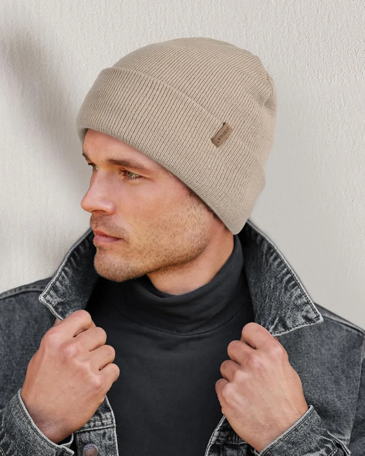 FURTALK Mens Beanie Fleece Lined Winter Hats Double Layered Stylish Knited Cuffed Plain Hat