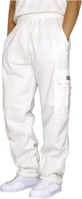 GOFULY Men Cargo Pants Fleece Elastic Waist Drawstring Pants Fashion Sweatpants with Pockets Workout Joggers Trouser