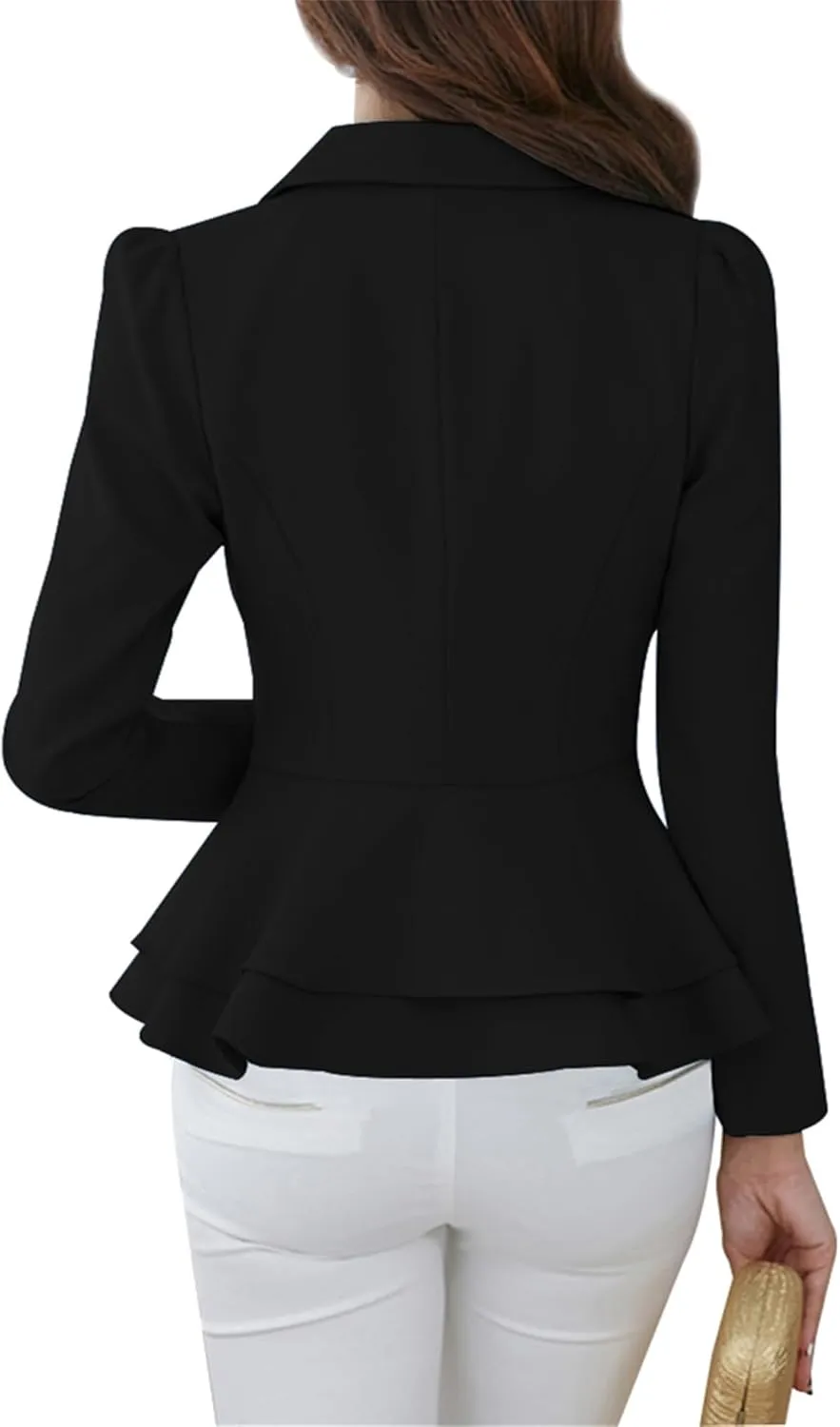 GRASWE Lady's Button Neck Long Sleeve Suit Vintage Casual Swing Dress Suit