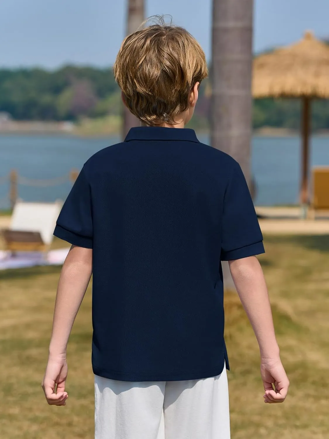 Haloumoning Boys Short Sleeve Pique Polo Shirt School Uniform Shirts for Kids 5-14 Years