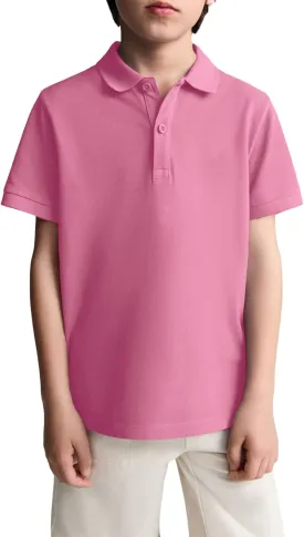 Haloumoning Boys Short Sleeve Pique Polo Shirt School Uniform Shirts for Kids 5-14 Years