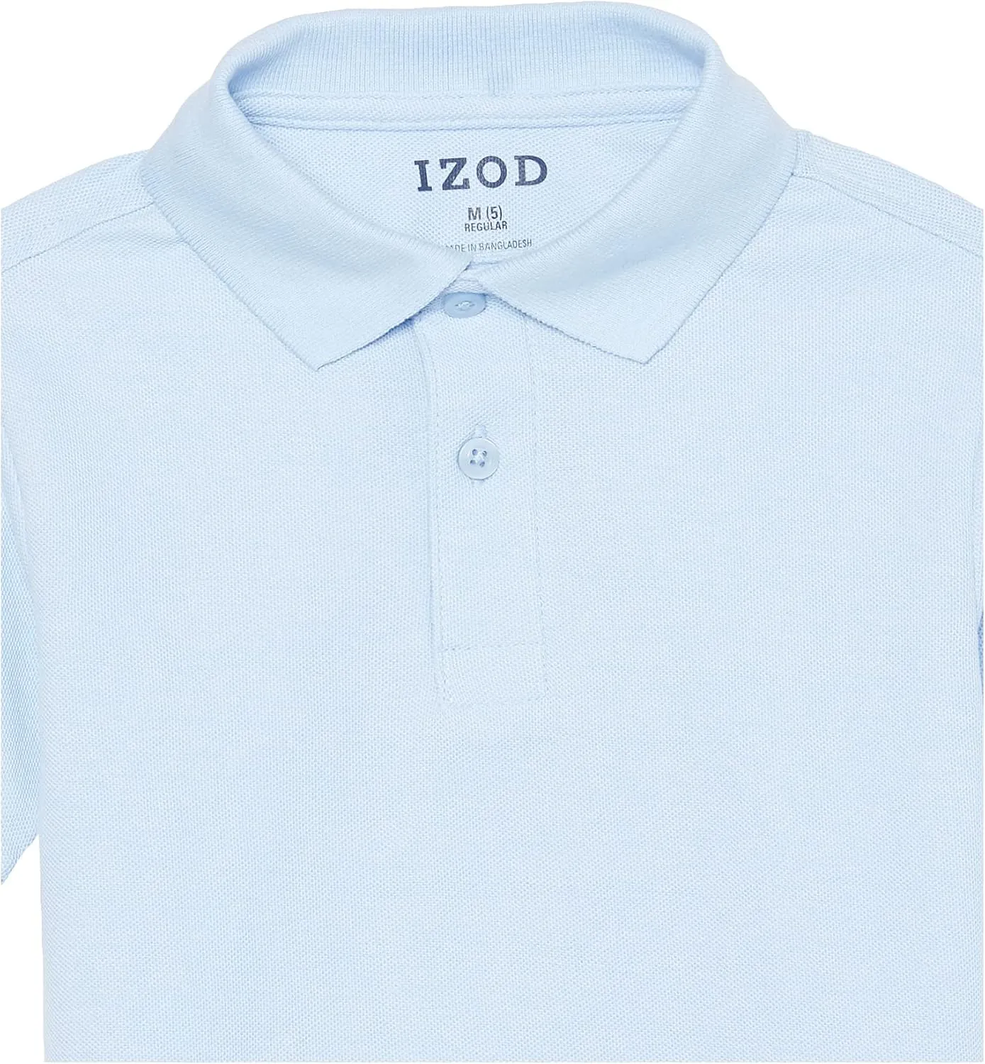 IZOD boys School Uniform Short Sleeve Polo Shirt, Button Closure, Comfortable & Soft Pique Fabric