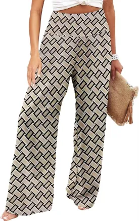JZC Women's Palazzo Lounge Pants Stretchy Wide Leg Casual Pants Comfy High Waist Flowy Pants S-3XL
