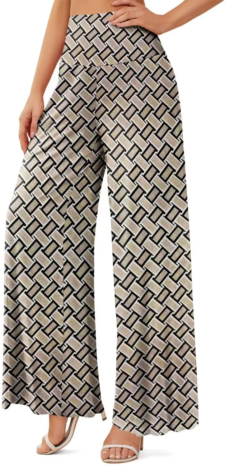 JZC Women's Palazzo Lounge Pants Stretchy Wide Leg Casual Pants Comfy High Waist Flowy Pants S-3XL