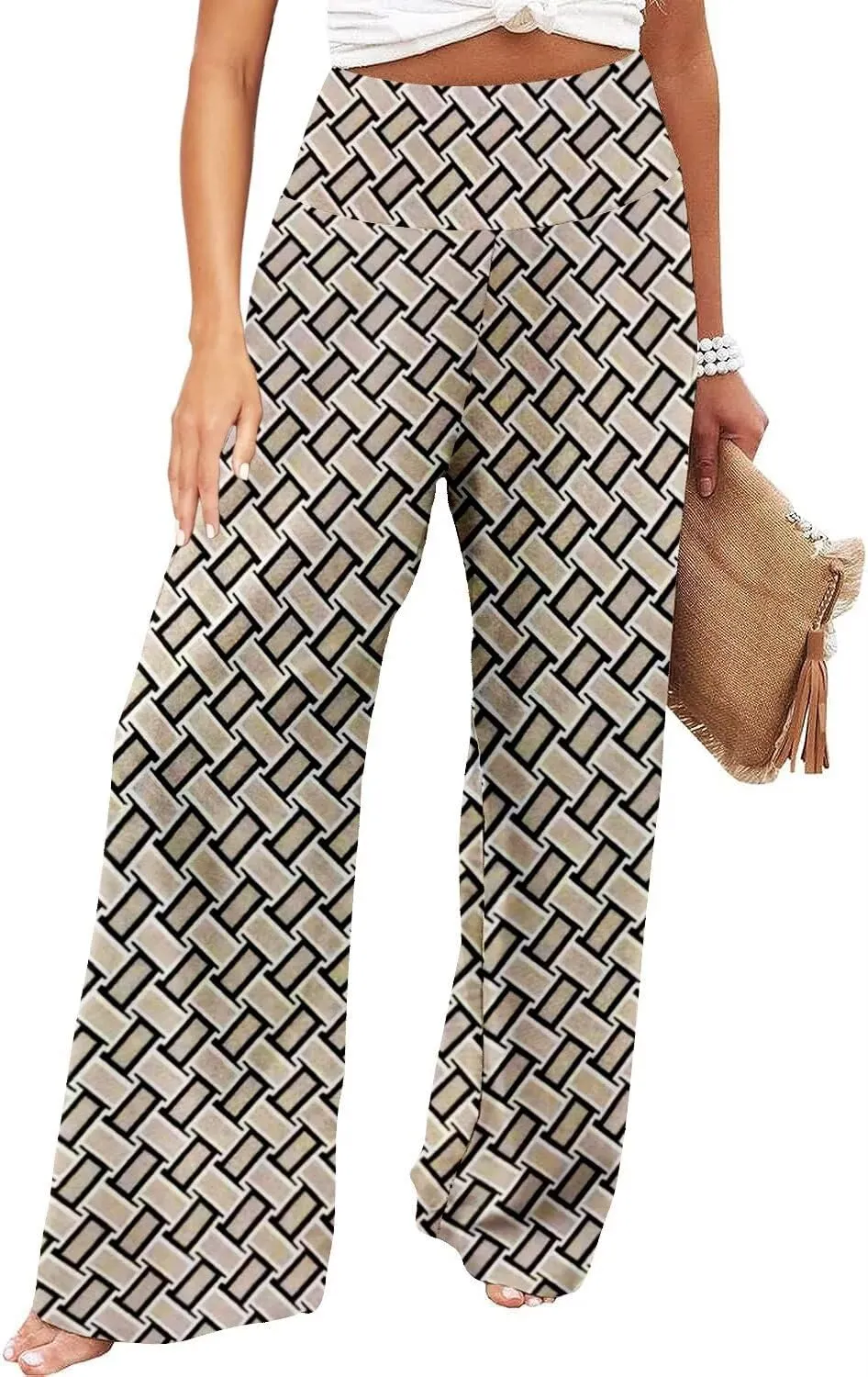 JZC Women's Palazzo Lounge Pants Stretchy Wide Leg Casual Pants Comfy High Waist Flowy Pants S-3XL