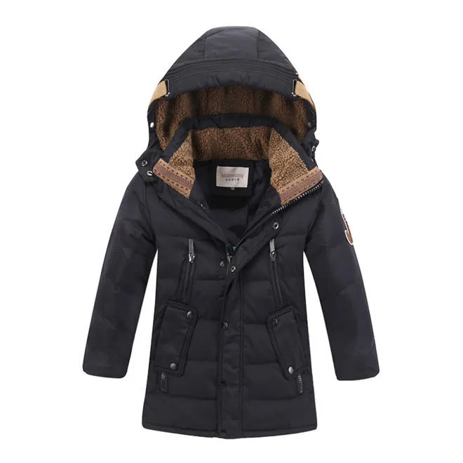 Kids Boys Warm Thick Snap Button Long Sleeve Pocket Styling Tremendous Winter Padded Jacket - KBJC33728