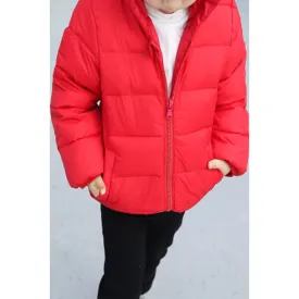 Kids Girls Pretty Solid Colored Thick Long Sleeve Amazing Hat Neck Pockets Styled Easy Zipper Closure Padded Jacket - C3253KMBGJK