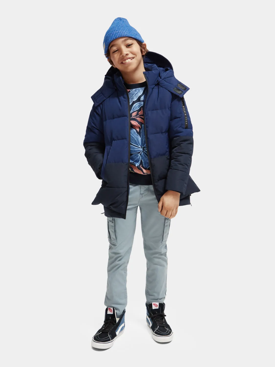 Kids - Mid-length water repellent padded jacket